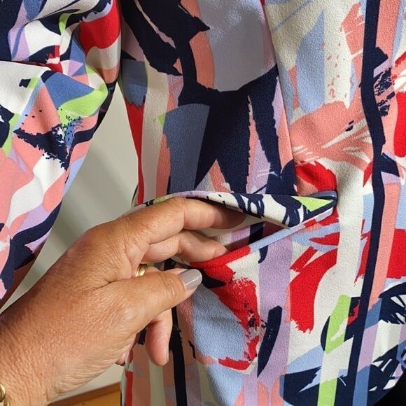 NWT DG2 Diane Gilman Fitted Single Breasted Multi Coloured Jacket - Picture 11 of 16